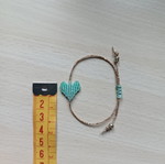Macrame bracelet with mint heart, adjustable