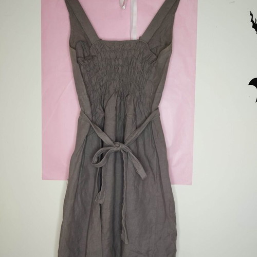 Linen dress brown chocolate minimal, like new, medium size