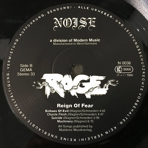 Rage Reign Of Fear signed 1st press vinyl LP
