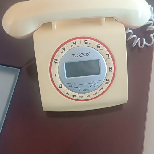 Turbo X landline phone with digital display, beige