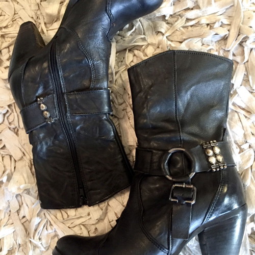 Handmade leather western ankle boots size 37, black