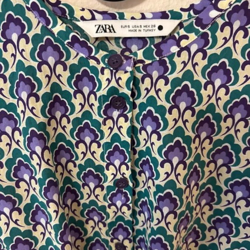 Zara cotton shirt blouse Small like new, multicolored green