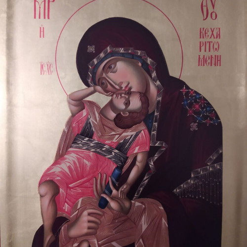 Icon of Panagia Kecharitomeni new with 24K gold leaf