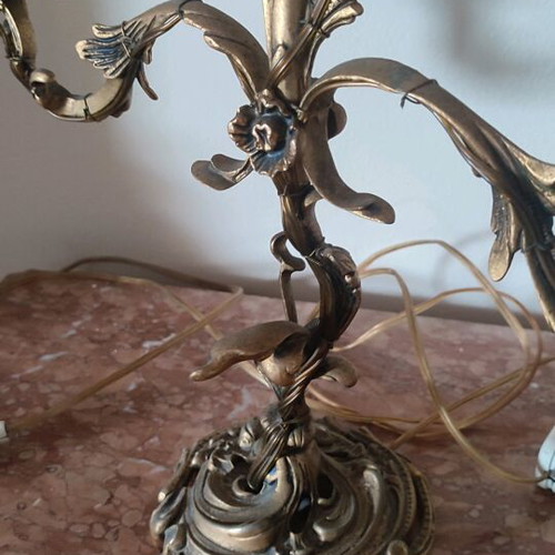 Bronze electric lamp candlestick like new, dimensions 37x45 cm