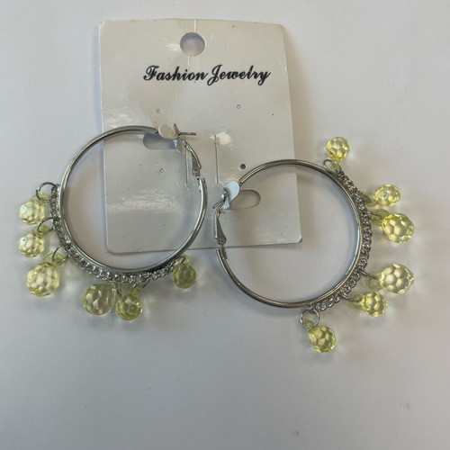 Hoop earrings like new with yellow stones