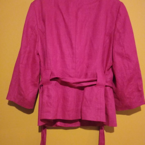 Laura Ashley summer blazer 100% linen new, dark fuchsia with floral lining