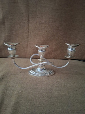 Silver-plated three-arm candlestick used