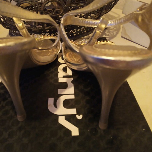 Gold sandals with rhinestones used, size 38