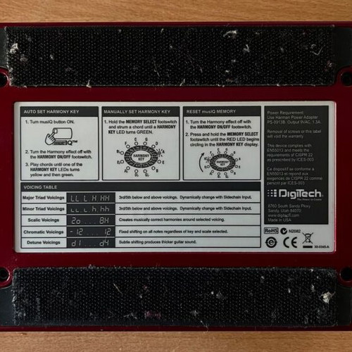 Harmony Man Digitech Intelligent Pitch Shifter used with power supply