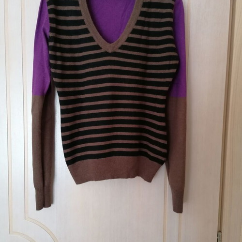 Sarah Lawrence wool sweater like new, brown and purple, size M/L