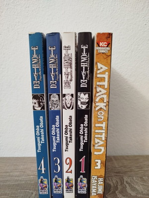 Death Note manga volumes 1-4 Greek edition with Attack on Titan volume 3 gift