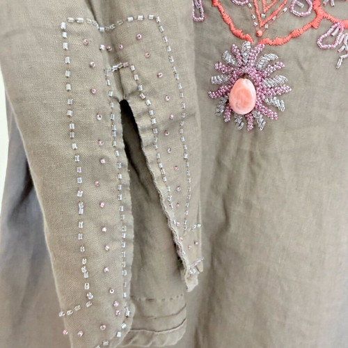 Tunic 100% linen like new, gray and beige, size S