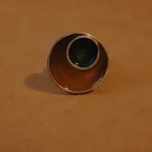 Silver 925 ring with liquid glass in autumn colors new