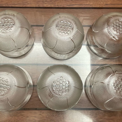 Glass deep bowls new, pack of 10, French with flower design