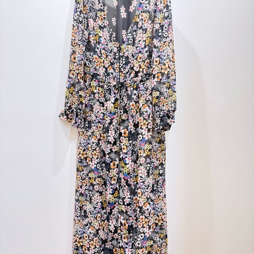 Zara long semi-transparent dress like new, black multicolor, size S