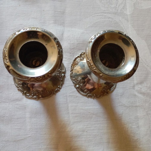 Silver plated candlesticks vintage, like new, set of 2, 7.5 cm