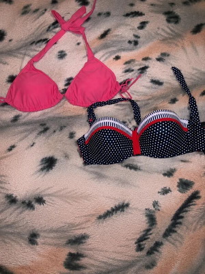 Bikini tops set size M like new, pink and blue