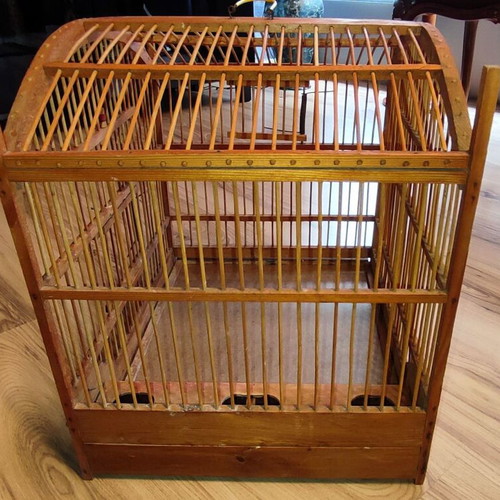 Handmade wooden birdcage for canaries used, vintage style