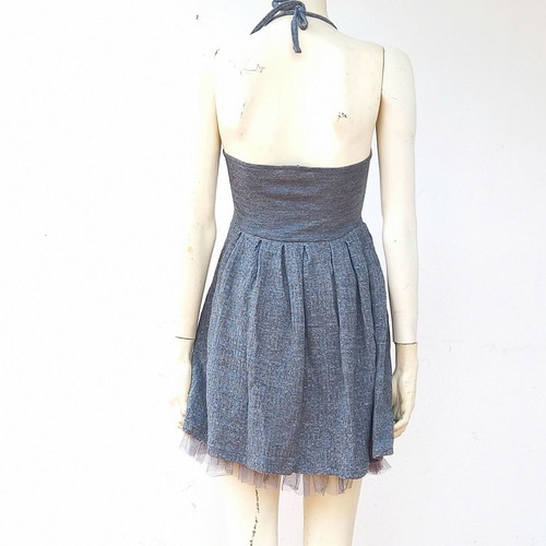 Stradivarius knitted backless dress used, gray, size M