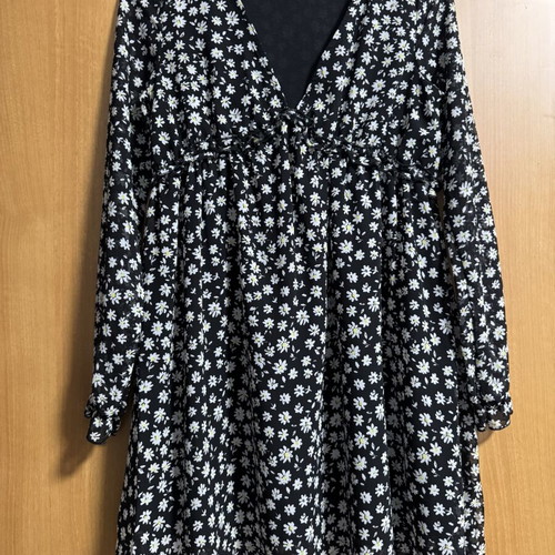H&M floral dress, black and white, XS