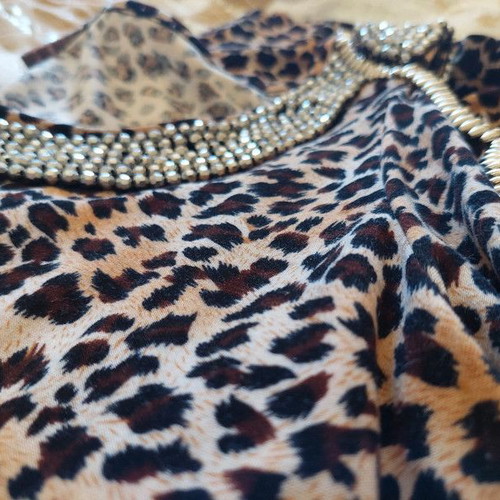 C.Oliver leopard print blouse with studs XL new