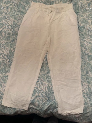 Παντελόνι λινό ψηλόμεσο H&M λευκό, σαν καινούργιο μέγεθος L