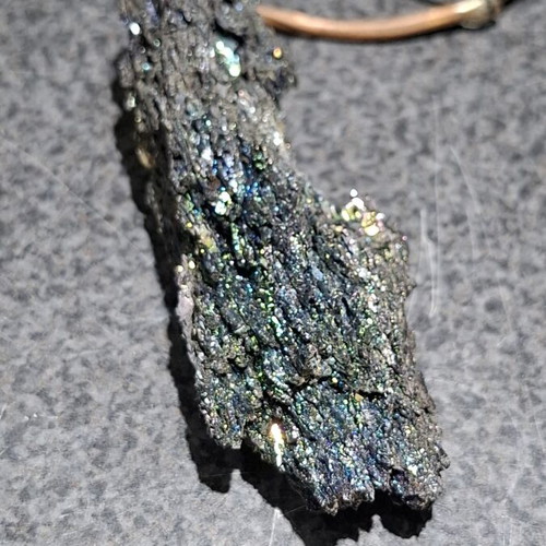 Iridescent Carborundum Crystal 11cm with Handmade Copper Base like new