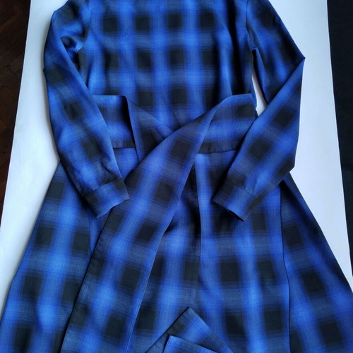 Maje blurred plaid shirt dress like new, size 1, blue black
