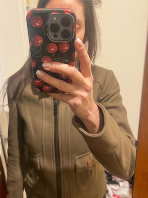 Μπουφάν Benetton μάλλινο μεσάτο σε χακί, μέγεθος S, σαν καινούργιο