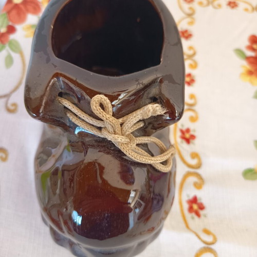 Decorative ceramic shoe dark brown glossy like new