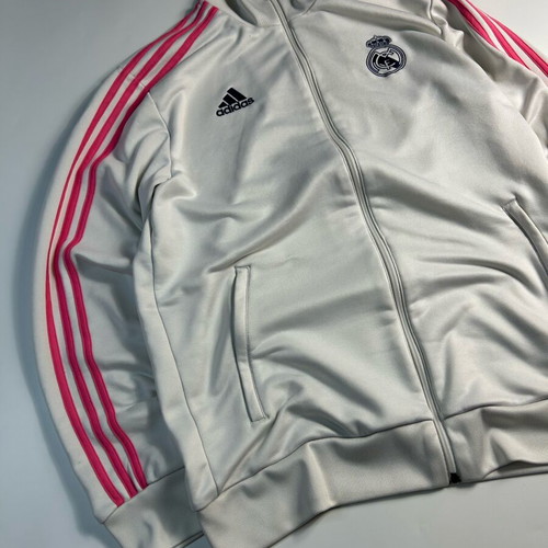Adidas Vintage Real Madrid Y2k 2020-2021 Track Jacket Soccer Fleece like new, pink