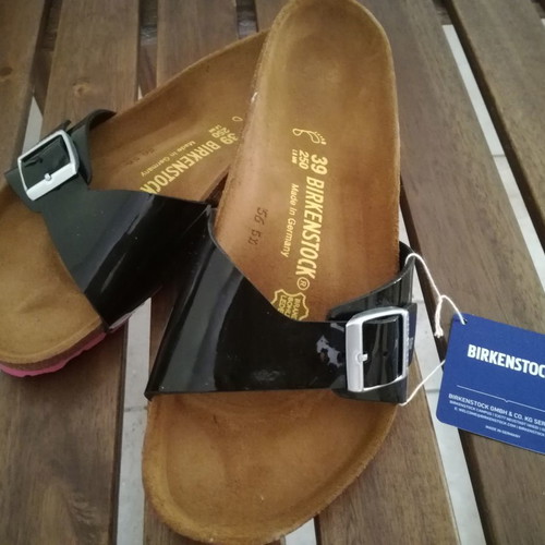 Birkenstock Madrit sandals new, size 39 EU, black patent leather