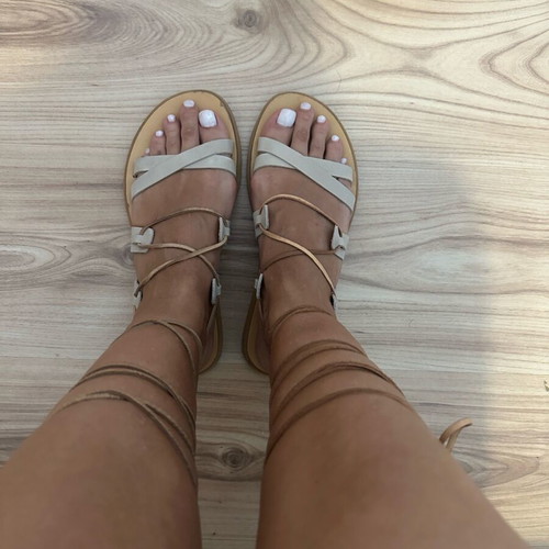 Ancient Greek leather sandals used, size 38, beige
