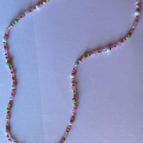 Handmade necklace in green and pink shades inspired by Barbie Fairytopia