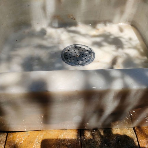 Marble sink basin used, white Penteli marble