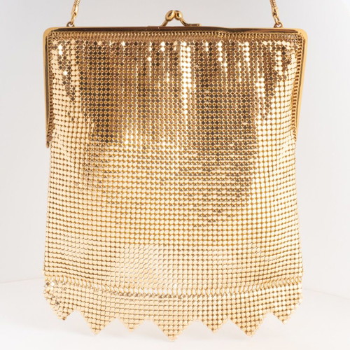 Vintage Whiting & Davis Style Gold Metal Mesh Evening Bag used