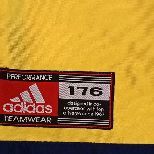 Adidas Teamwear shirt used, yellow and blue, size 176 (S/M)