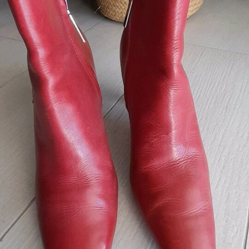 Zara leather ankle boots used, size 38, burgundy
