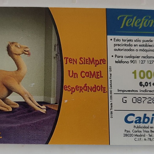 Spanish Camel Cigarettes Phone Card used, advertising theme