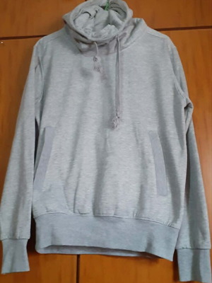 Unisex Grey Cowl Neck Hoodie like new, cotton-polyester