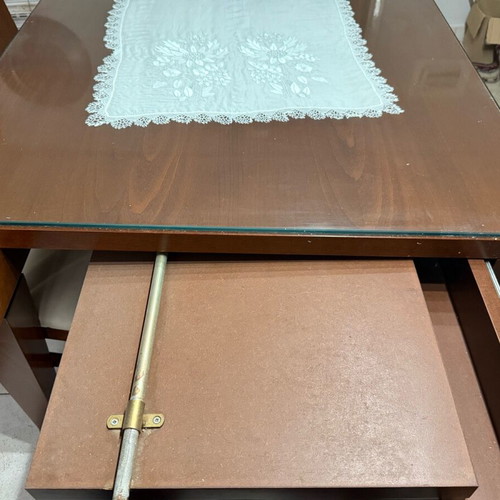 Dining set used with 6 chairs, beech wood, brown color