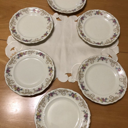 Pirkenhammer porcelain plates like new with floral rococo gold trim