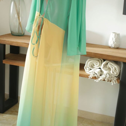 Beachwear kimono new, green and yellow shades