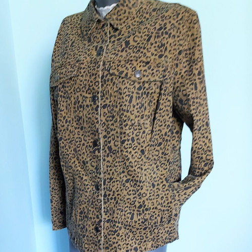 Bpc Selection Leopard Print Denim Jacket like new, sizes XXL-4XL