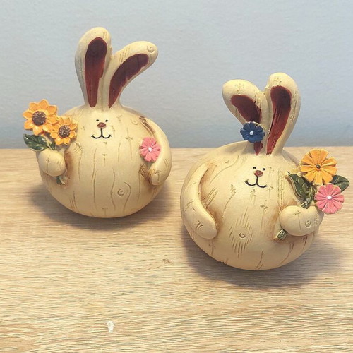 Set of decorative spring bunny figurines