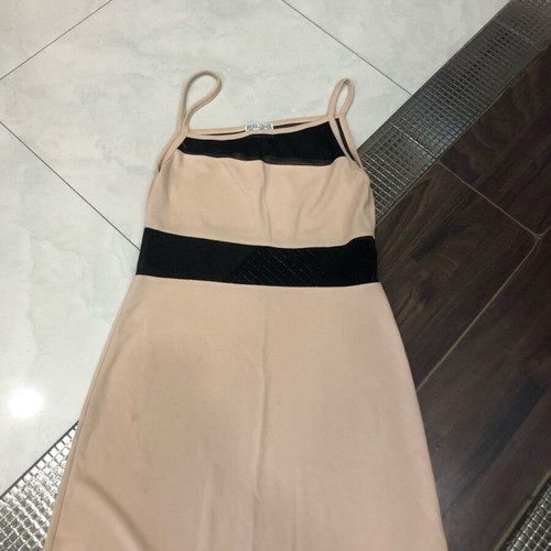 Makis Tselios mini dress with transparencies like new, beige and black