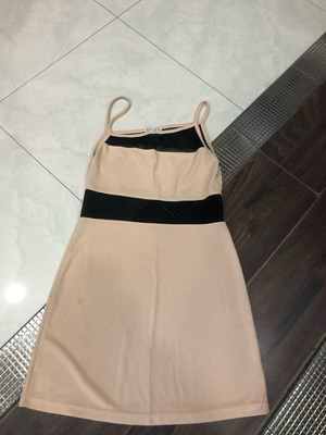 Makis Tselios mini dress with transparencies like new, beige and black