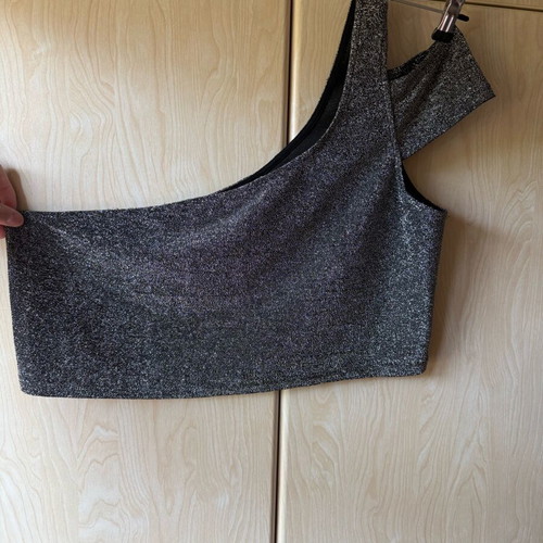 Plus size crop top with silver thread Shein like new, silver, size XXXL