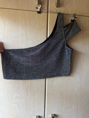 Plus size crop top with silver thread Shein like new, silver, size XXXL