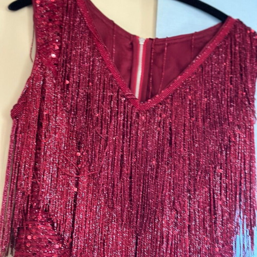 Bordeaux dress like new, shiny with sequins, size S